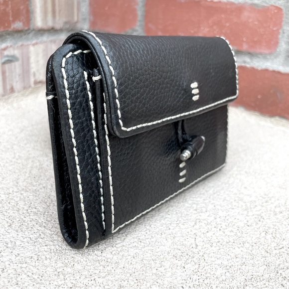 Brighton🖤Black Pebble Leather Wide Stitch Wallet Organizer with Toggle Detail - Picture 4 of 5